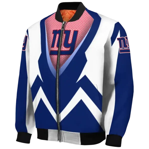 personalized new york giants v stripes blue white bomber jacket best selling