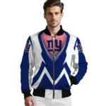 personalized new york giants v stripes blue white bomber jacket best selling