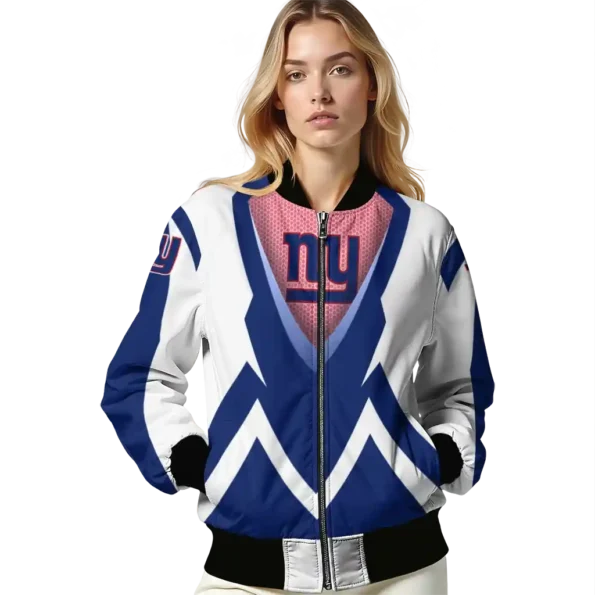personalized new york giants v stripes blue white bomber jacket latest model