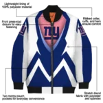 personalized new york giants v stripes blue white bomber jacket best selling