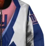 personalized new york giants v stripes blue white bomber jacket best selling