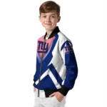 personalized new york giants v stripes blue white bomber jacket best selling