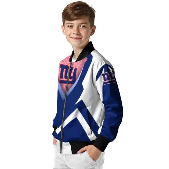 personalized new york giants v stripes blue white bomber jacket trendy