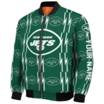 personalized new york jets bolt stripe green bomber jacket best selling