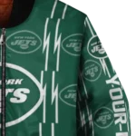 personalized new york jets bolt stripe green bomber jacket best selling