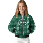 personalized new york jets bolt stripe green bomber jacket best selling