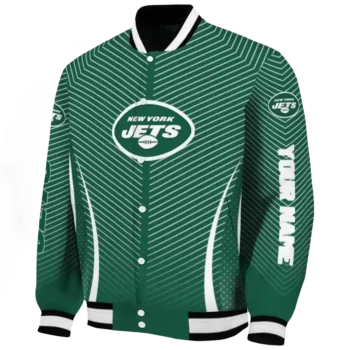 personalized new york jets chevron arrow green varsity jacket best selling