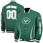 personalized new york jets chevron arrow green varsity jacket best selling