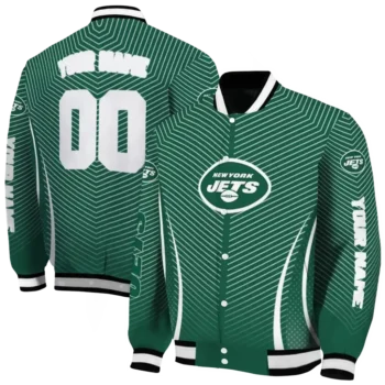 personalized new york jets chevron arrow green varsity jacket fashion forward