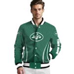 personalized new york jets chevron arrow green varsity jacket best selling