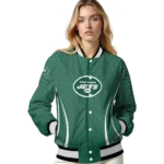 personalized new york jets chevron arrow green varsity jacket best selling