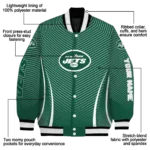 personalized new york jets chevron arrow green varsity jacket best selling