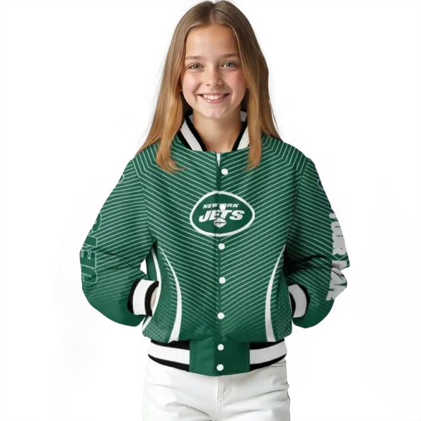 personalized new york jets chevron arrow green varsity jacket top rated