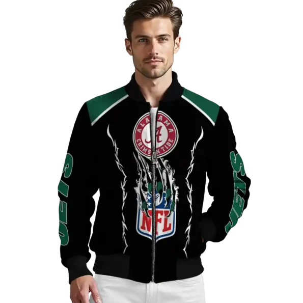 personalized new york jets claw blood green black bomber jacket high quality