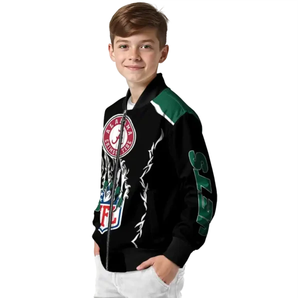 personalized new york jets claw blood green black bomber jacket trendy