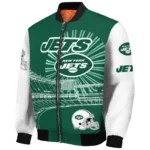 personalized new york jets ferris arena green white bomber jacket best selling