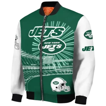 personalized new york jets ferris arena green white bomber jacket best selling