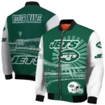 personalized new york jets ferris arena green white bomber jacket best selling