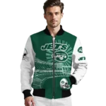 personalized new york jets ferris arena green white bomber jacket best selling