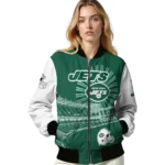 personalized new york jets ferris arena green white bomber jacket best selling