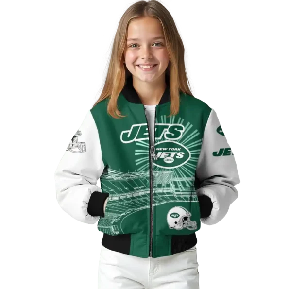 personalized new york jets ferris arena green white bomber jacket top rated