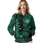 personalized new york jets hexagon cluster green black varsity jacket best selling