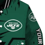 personalized new york jets hexagon cluster green black varsity jacket best selling
