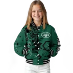 personalized new york jets hexagon cluster green black varsity jacket best selling