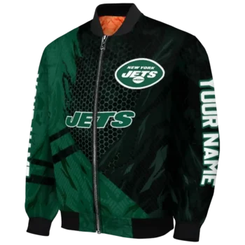 personalized new york jets hexagon mesh green black bomber jacket best selling