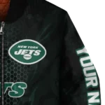 personalized new york jets hexagon mesh green black bomber jacket best selling