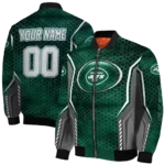 personalized new york jets power plate green bomber jacket best selling