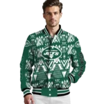 personalized new york jets pyramid shapes green varsity jacket best selling