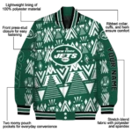 personalized new york jets pyramid shapes green varsity jacket best selling