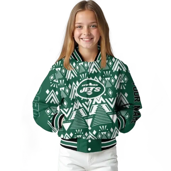 personalized new york jets pyramid shapes green varsity jacket top rated