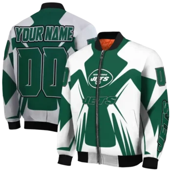 personalized new york jets spider mark green black crocs bomber jacket fashion forward
