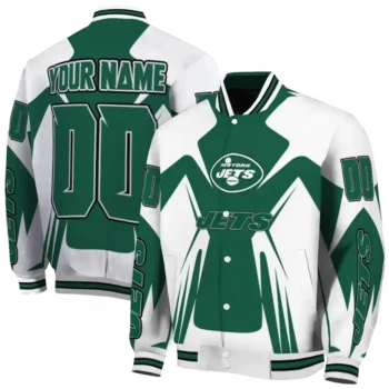 personalized new york jets spider mark green black crocs varsity jacket fashion forward