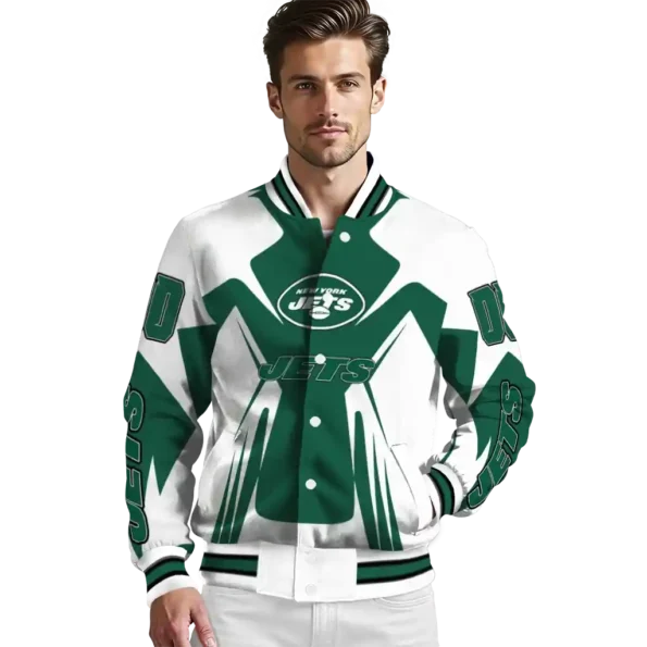 personalized new york jets spider mark green black crocs varsity jacket high quality