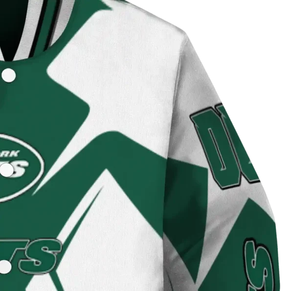 personalized new york jets spider mark green black crocs varsity jacket premium grade