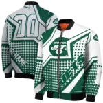 personalized new york jets star burst green bomber jacket best selling