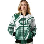 personalized new york jets star burst green bomber jacket best selling