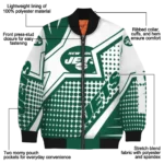 personalized new york jets star burst green bomber jacket best selling