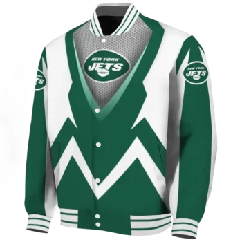personalized new york jets v stripes green white varsity jacket best selling