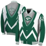 personalized new york jets v stripes green white varsity jacket best selling