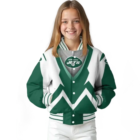 personalized new york jets v stripes green white varsity jacket top rated