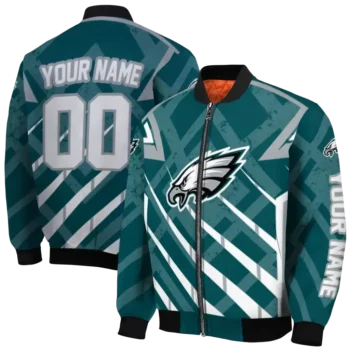 personalized philadelphia eagles chevron angles green bomber jacket fashion forward