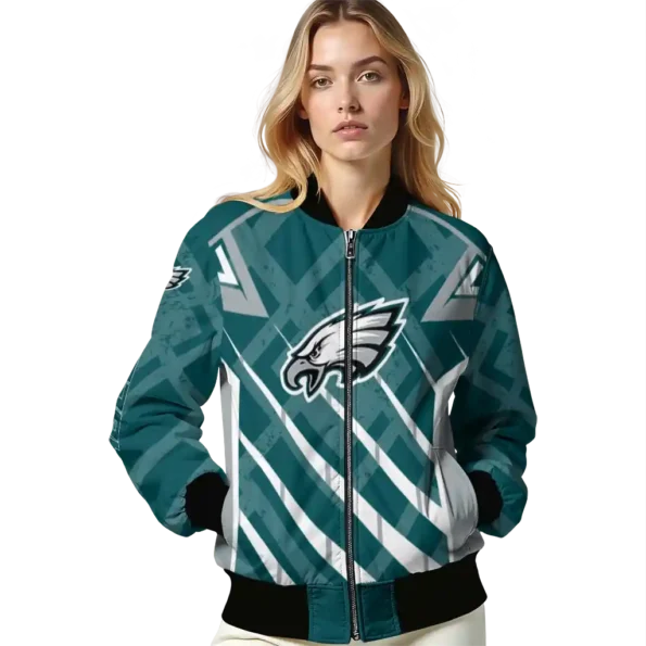 personalized philadelphia eagles chevron angles green bomber jacket latest model