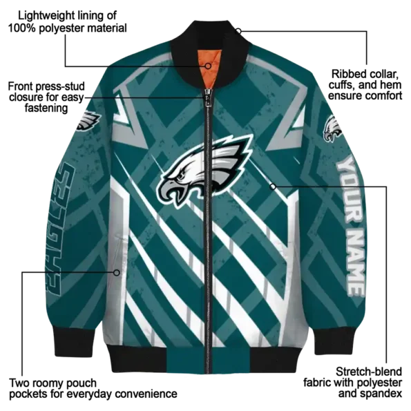 personalized philadelphia eagles chevron angles green bomber jacket new arrival