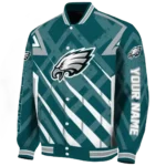 personalized philadelphia eagles chevron angles green varsity jacket best selling