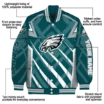 personalized philadelphia eagles chevron angles green varsity jacket best selling