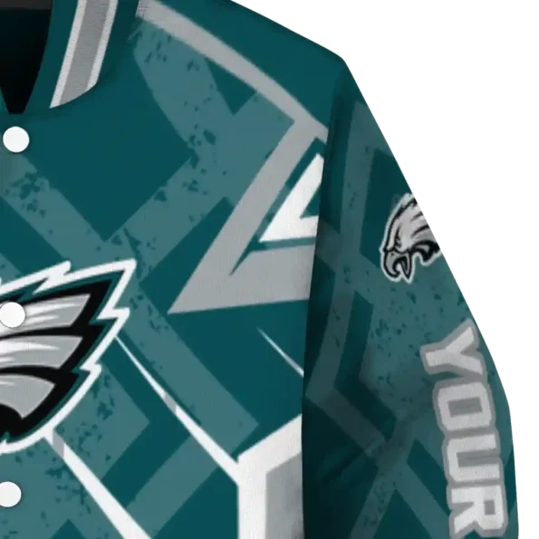 personalized philadelphia eagles chevron angles green varsity jacket premium grade